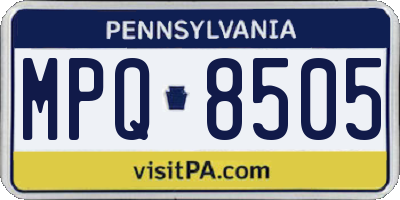 PA license plate MPQ8505