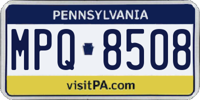 PA license plate MPQ8508