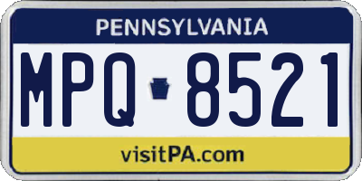 PA license plate MPQ8521