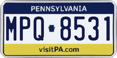 PA license plate MPQ8531