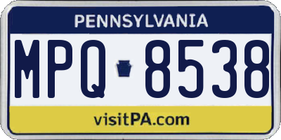 PA license plate MPQ8538