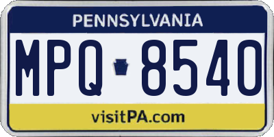 PA license plate MPQ8540