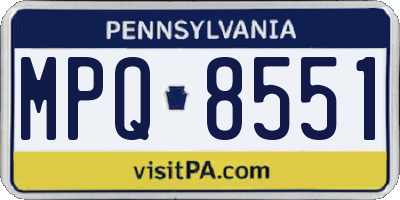PA license plate MPQ8551