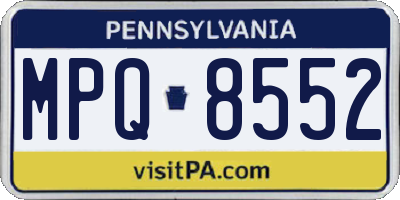 PA license plate MPQ8552