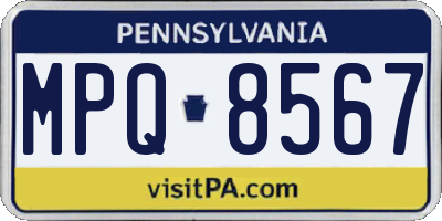 PA license plate MPQ8567