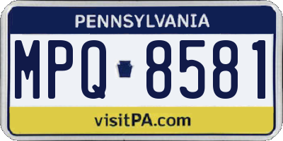 PA license plate MPQ8581