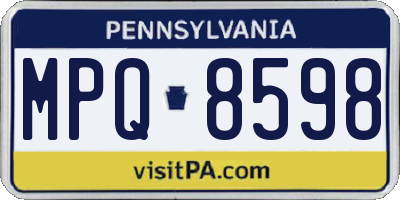 PA license plate MPQ8598