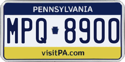 PA license plate MPQ8900