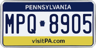 PA license plate MPQ8905