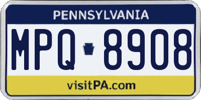 PA license plate MPQ8908