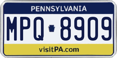 PA license plate MPQ8909
