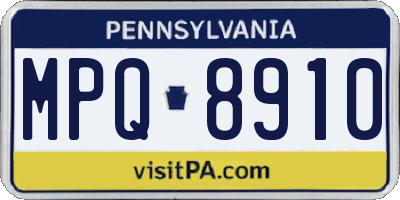 PA license plate MPQ8910