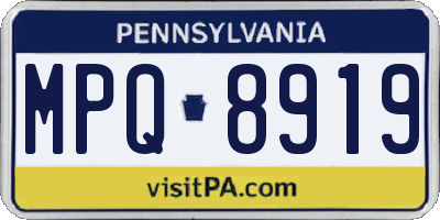PA license plate MPQ8919