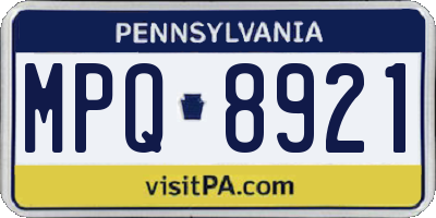 PA license plate MPQ8921