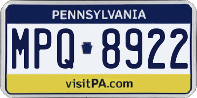 PA license plate MPQ8922