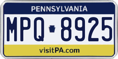 PA license plate MPQ8925