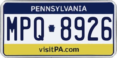 PA license plate MPQ8926