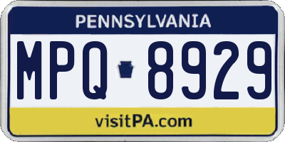 PA license plate MPQ8929