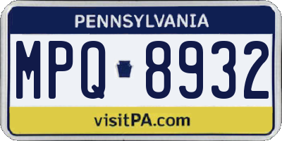 PA license plate MPQ8932