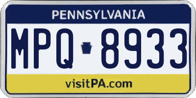 PA license plate MPQ8933