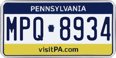 PA license plate MPQ8934