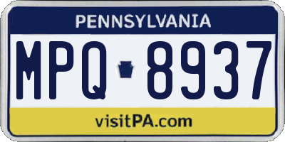 PA license plate MPQ8937