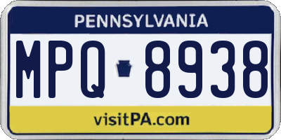 PA license plate MPQ8938