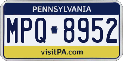 PA license plate MPQ8952