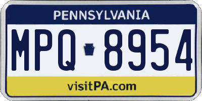 PA license plate MPQ8954