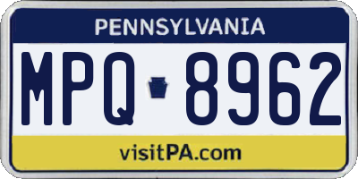 PA license plate MPQ8962