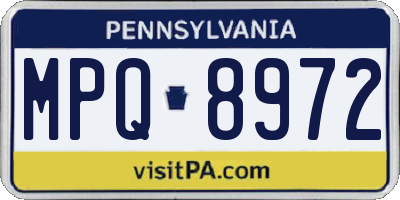 PA license plate MPQ8972