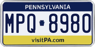 PA license plate MPQ8980