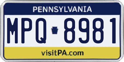 PA license plate MPQ8981