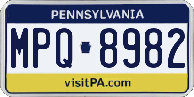 PA license plate MPQ8982