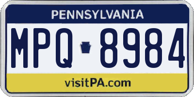 PA license plate MPQ8984