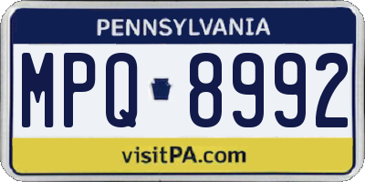 PA license plate MPQ8992