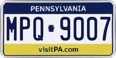 PA license plate MPQ9007