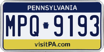 PA license plate MPQ9193