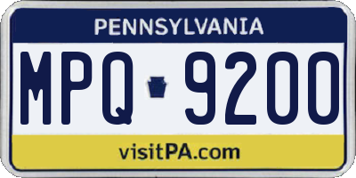 PA license plate MPQ9200