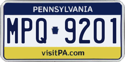 PA license plate MPQ9201
