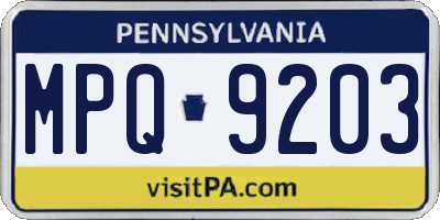 PA license plate MPQ9203