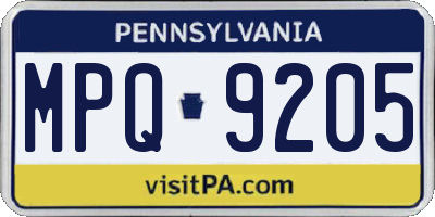 PA license plate MPQ9205