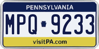 PA license plate MPQ9233