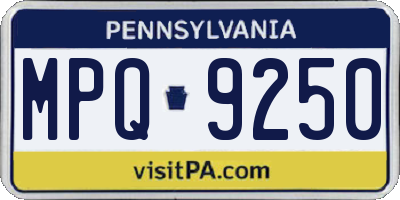 PA license plate MPQ9250