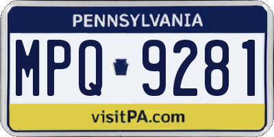 PA license plate MPQ9281