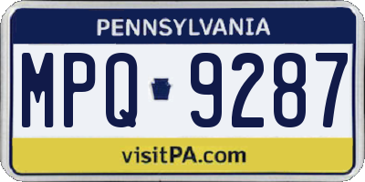 PA license plate MPQ9287