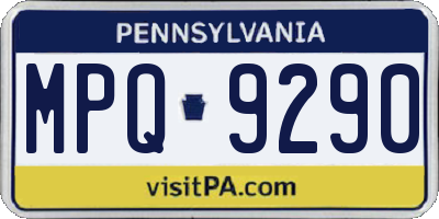 PA license plate MPQ9290