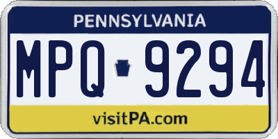 PA license plate MPQ9294
