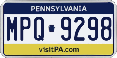 PA license plate MPQ9298