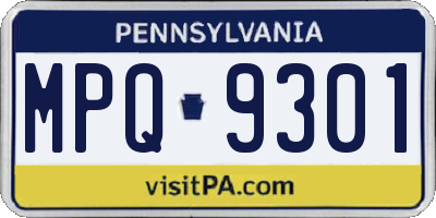PA license plate MPQ9301